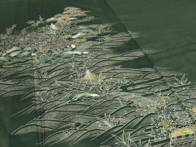 平和屋着物*夏物 訪問着 絽 立波風景文 洗える着物 AABE2684jd