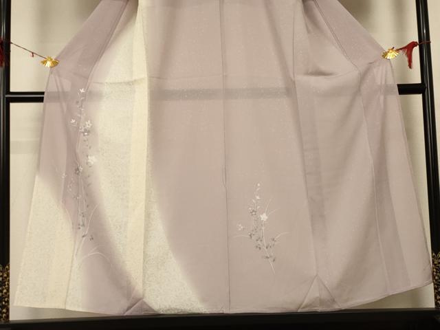 平和屋着物*夏物 訪問着 絽 流水草花文 暈し染め 銀彩 正絹 逸品 AABE2696jd