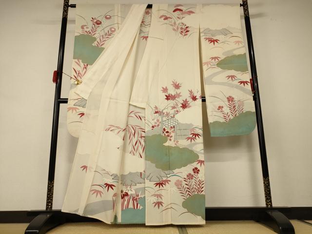 平和屋着物*夏物 振袖 絽 風景文 金彩 正絹 逸品 AABE2699jd