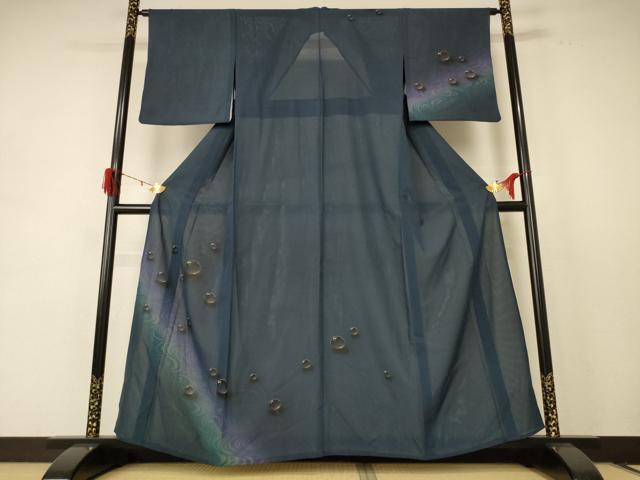 平和屋着物*夏物 訪問着 絽 手描き 水玉 暈し染め 正絹 逸品 AABE2703jd