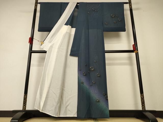 平和屋着物*夏物 訪問着 絽 手描き 水玉 暈し染め 正絹 逸品 AABE2703jd
