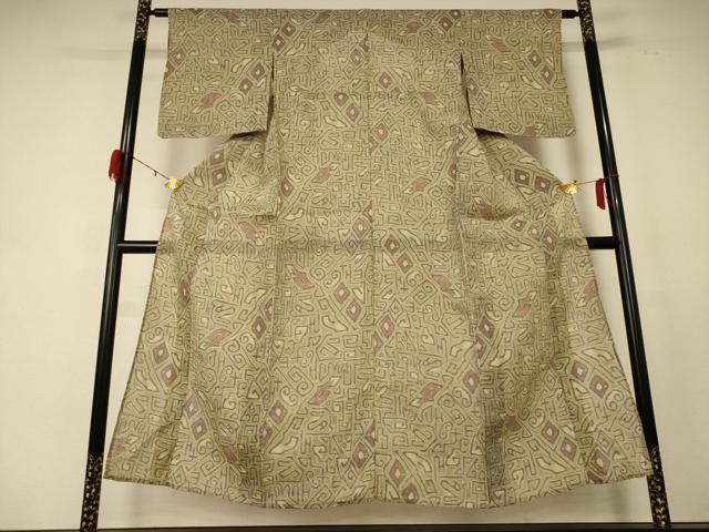 平和屋着物*夏物 本場小千谷ちぢみ 幾何学文様 麻 逸品 AABE2720jd