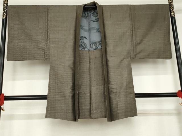 平和屋着物●男性 紬 アンサンブル 横段文 正絹 逸品 AABE2760cs