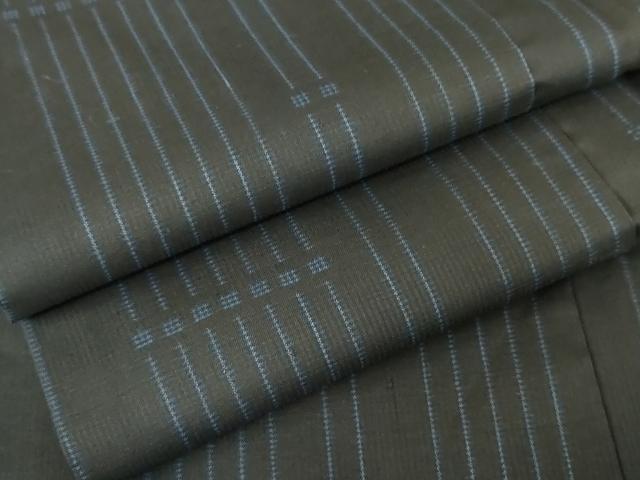 平和屋着物●本場大島紬 一元絣 竹縞 黒地 正絹 逸品 AABE2782cs