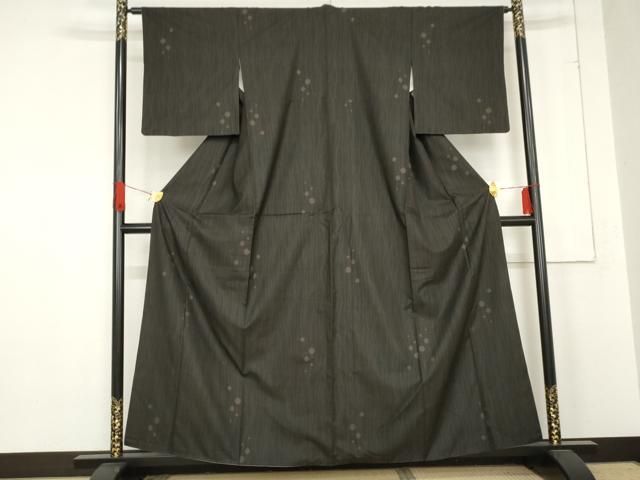 平和屋着物●本場大島紬 一元7マルキ 総絣 大小あられ 黒地 正絹 逸品 AABE2824cs