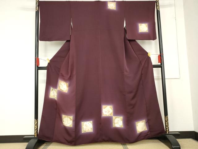 平和屋着物●訪問着 色紙風景花文 暈し染め 金彩 正絹 逸品 AABE2851cs