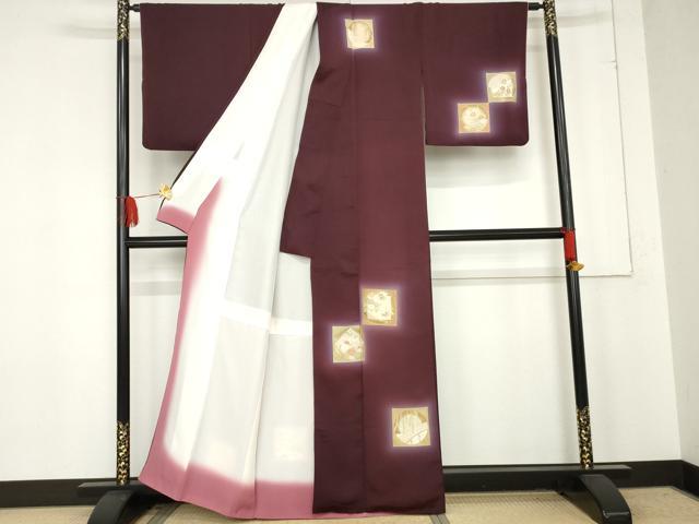 平和屋着物●訪問着 色紙風景花文 暈し染め 金彩 正絹 逸品 AABE2851cs