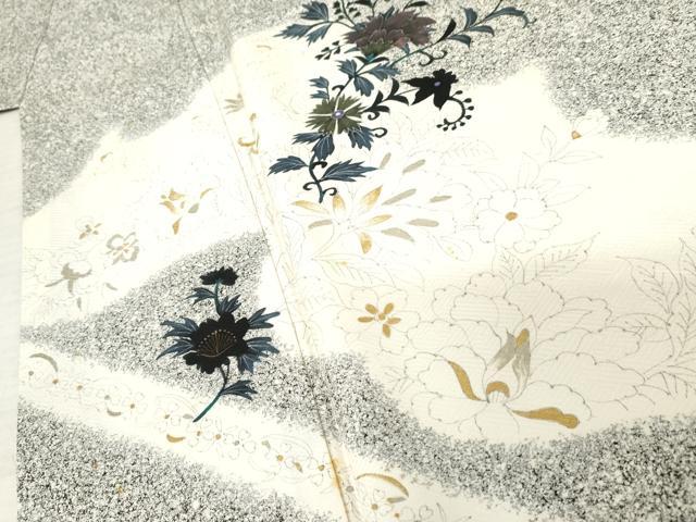 平和屋着物●訪問着 更紗花文 たたき染め 金銀彩 正絹 逸品 AABE2911cs