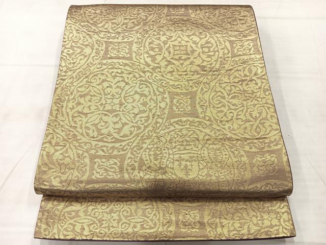 平和屋着物◎六通柄袋帯 花丸文 金糸 正絹 逸品 AABE3064uk