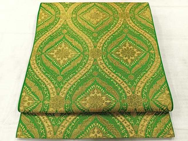 平和屋着物◎六通柄袋帯 立涌花文 金糸 正絹 逸品 AABE3083uk