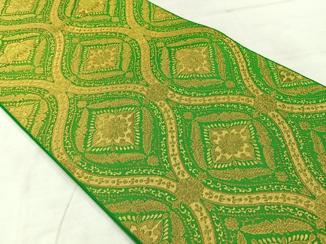 平和屋着物◎六通柄袋帯 立涌花文 金糸 正絹 逸品 AABE3083uk