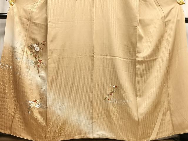 平和屋着物■訪問着 扇面枝花文 暈し染め 金銀彩 正絹 逸品 AABE3303oa