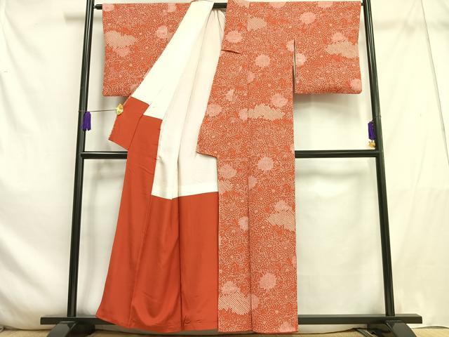 平和屋着物■上質な小紋 絞り 草花文 正絹 逸品 AABE3321oa