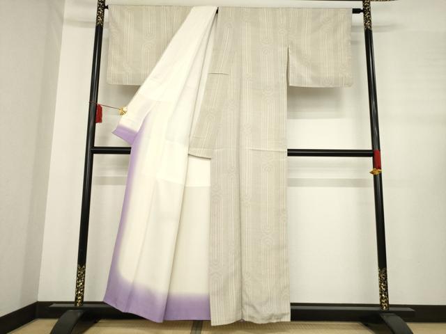 平和屋着物●本塩沢 110亀甲 幾何学文様 正絹 逸品 AABE3447ck