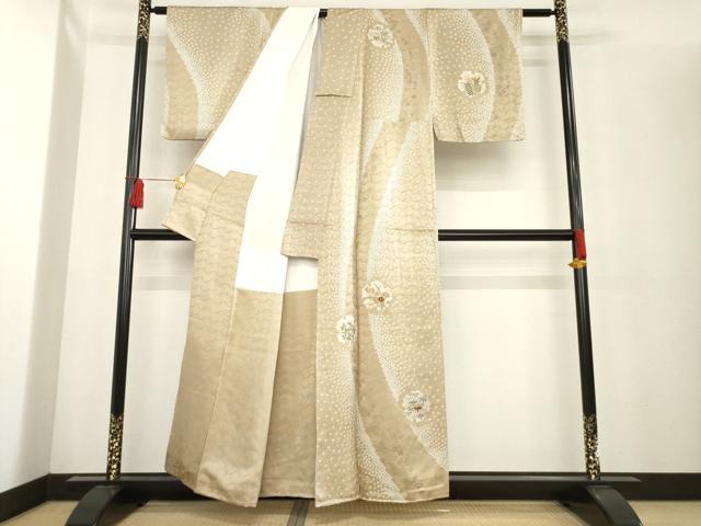 平和屋着物●訪問着 絞り 雪輪草花文 金彩 正絹 逸品 AABE3472ck