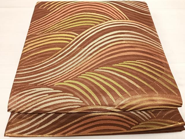 平和屋着物◎六通柄袋帯 立波文 金糸 正絹 逸品 AABE3503yx