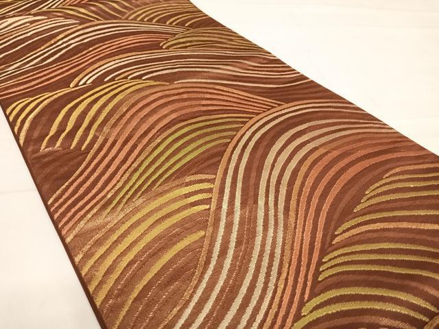 平和屋着物◎六通柄袋帯 立波文 金糸 正絹 逸品 AABE3503yx