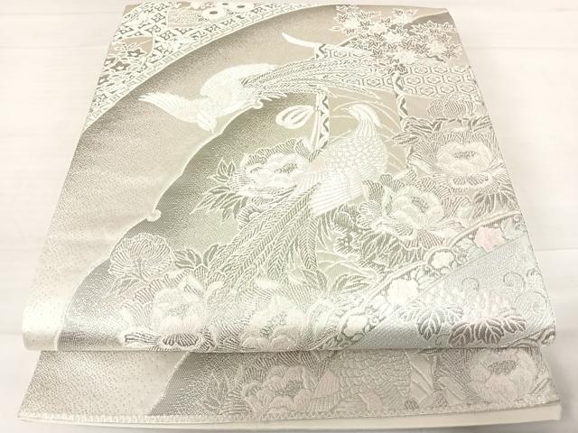 平和屋着物◎六通柄袋帯 唐織 源氏車縫調文 プラチナ箔 正絹 逸品 AABE3509yx