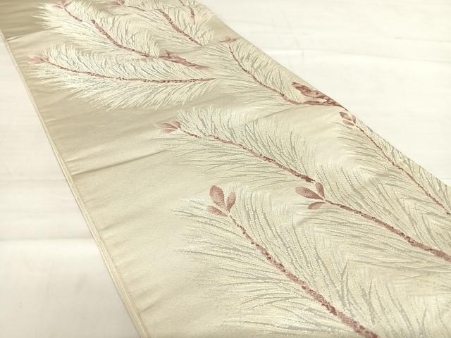 平和屋着物◎六通柄袋帯 唐織 大王松 銀糸 正絹 逸品 AABE3555yx