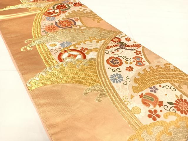 平和屋着物◎六通柄袋帯 唐織 青海能衣文 正絹 逸品 AABE3599yx