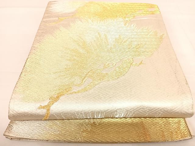 平和屋着物◎六通柄袋帯 枝松文 金銀糸 正絹 逸品 AABE3641yx