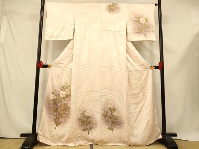 平和屋着物■訪問着 草花格子文 暈し染め 正絹 逸品 AABE3730fw