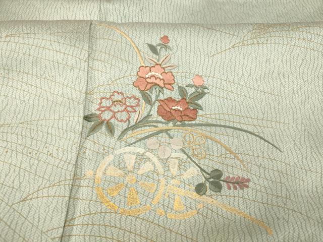 平和屋着物■訪問着 刺繍 花車文 暈し染め 金銀彩 正絹 逸品 AABE3738fw