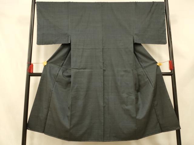 平和屋着物■男性 本場大島紬 7マルキ 藍鉄色 正絹 逸品 AABE3749fw