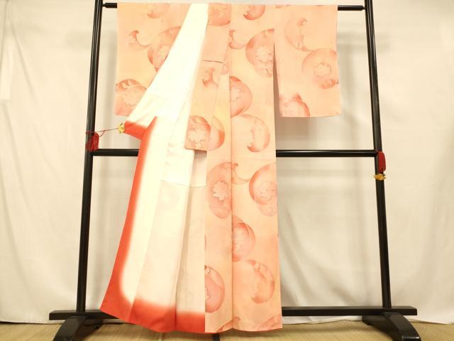 平和屋着物■上質な小紋 地紋起こし 草花文 暈し染め 金彩 正絹 逸品 AABE3791fw