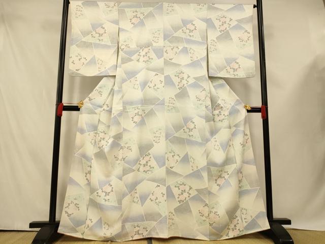 平和屋着物■上質な小紋 切り嵌め草花文 暈し染め 正絹 逸品 AABE3846fw