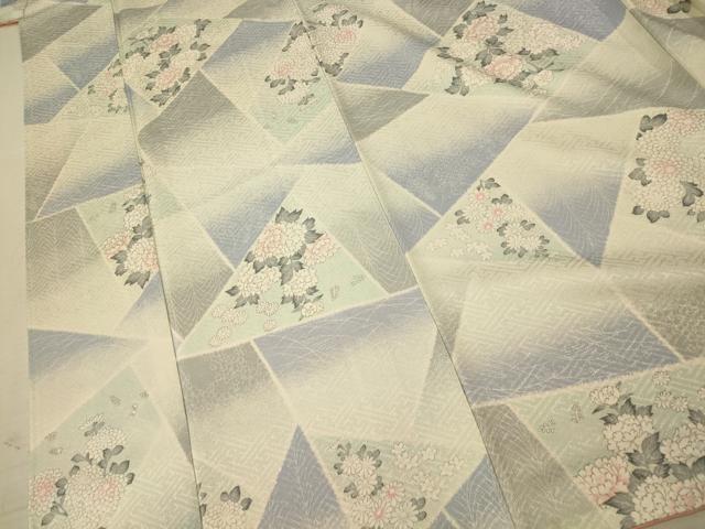 平和屋着物■上質な小紋 切り嵌め草花文 暈し染め 正絹 逸品 AABE3846fw