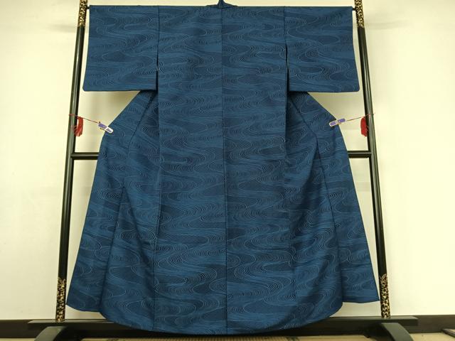 平和屋着物▽小紋 単衣 流水文 洗える着物 AABE4003jh
