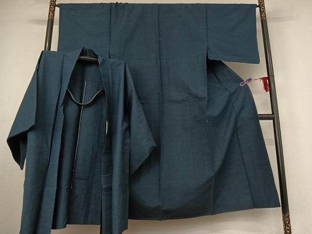 平和屋着物▽男性 紬 単衣 アンサンブル 横段文 正絹 逸品 AABE4006jh