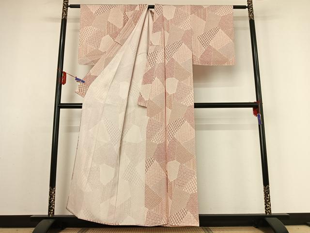 平和屋着物▽上質な小紋 単衣 切嵌吉祥文 正絹 逸品 AABE4014jh