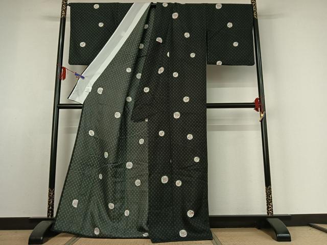平和屋着物▽小紋 単衣 花丸文 洗える着物 AABE4023jh