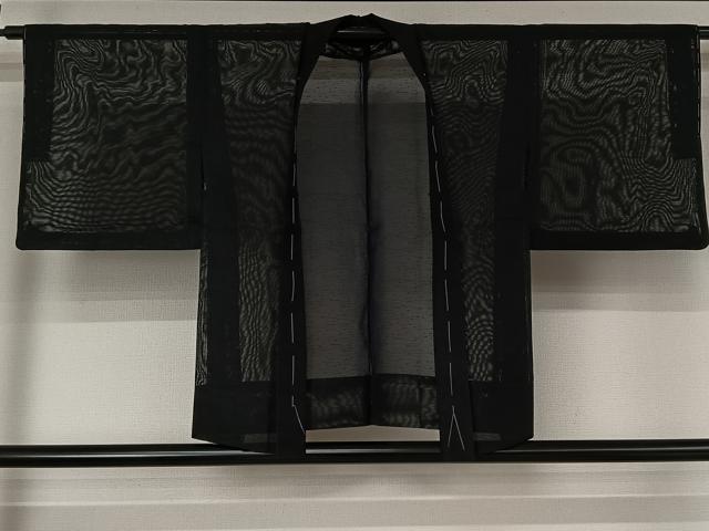 平和屋着物▽羽織 スリーシーズン 春夏秋 塵除け 霞文 暗黒色 正絹 逸品 AABE4029jh