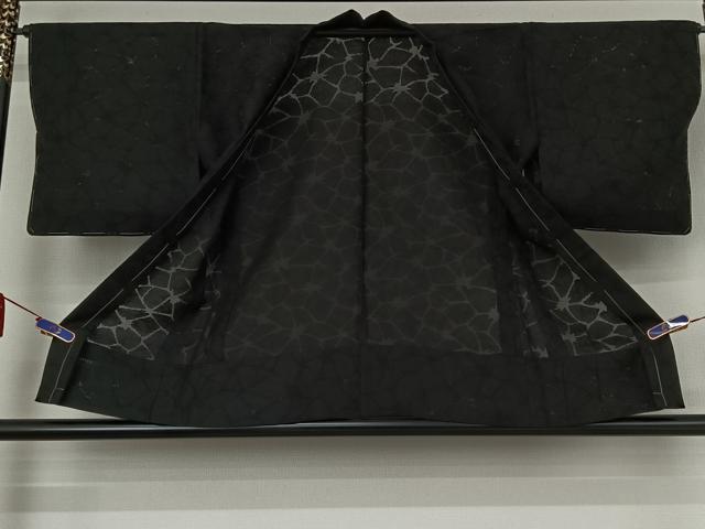 平和屋着物▽羽織 スリーシーズン 春夏秋 塵除け 氷割れ文様 暗黒色 正絹 逸品 AABE4102jh