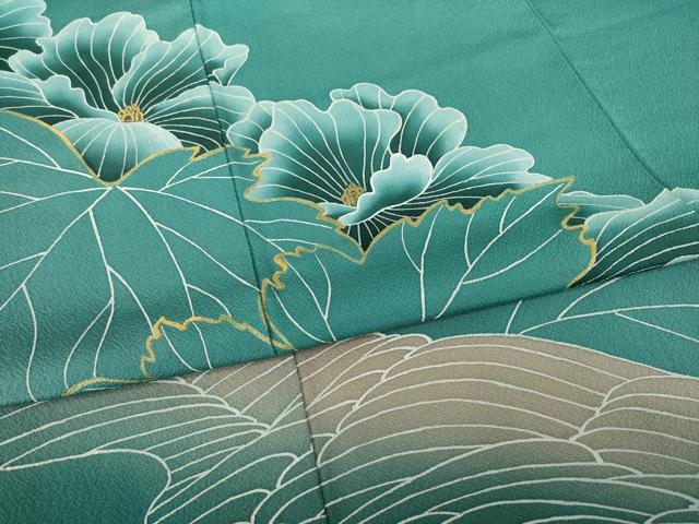 平和屋着物●訪問着 作家物 刺繍 草花文 金彩 正絹 逸品 AABE4179ck