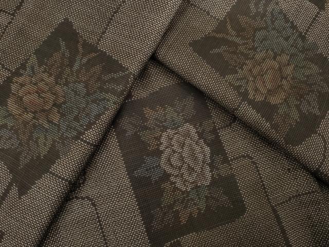 平和屋着物●本場大島紬 カタス7マルキ 色紙花文 正絹 逸品 AABE4180ck