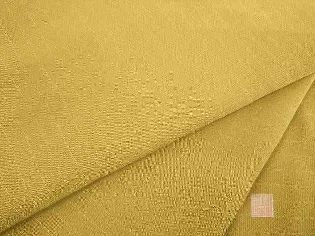 平和屋着物●増井一平の世界 色無地 三日月地紋 山吹茶色 正絹 逸品 AABE4189ck