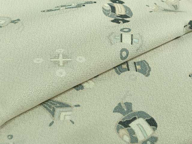 平和屋着物▽小紋 単衣 宝尽くし文 洗える着物 AABE4261jh