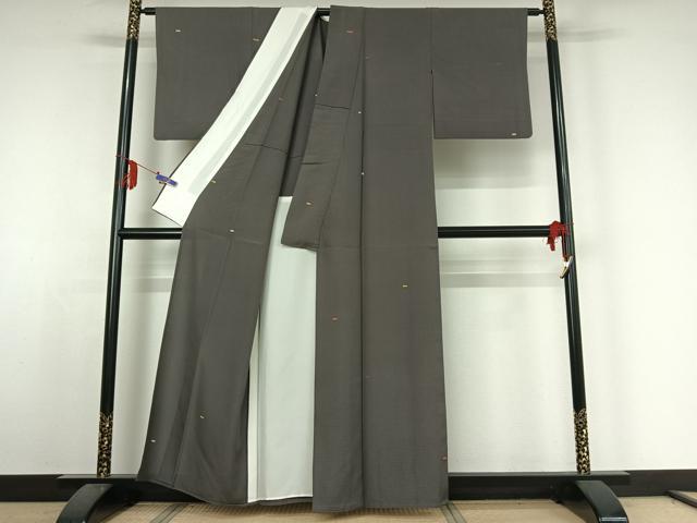 平和屋着物▽上質な小紋 単衣 箔散らし文様 金彩 正絹 逸品 AABE4268jh