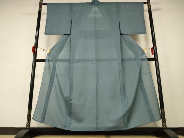 平和屋着物*夏物 色無地 絽縮緬 湊鼠色 正絹 逸品 AABE4297jd