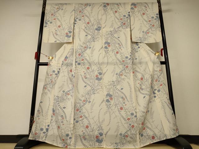 平和屋着物*夏物 小紋 絽 草花文 正絹 逸品 AABE4321jd