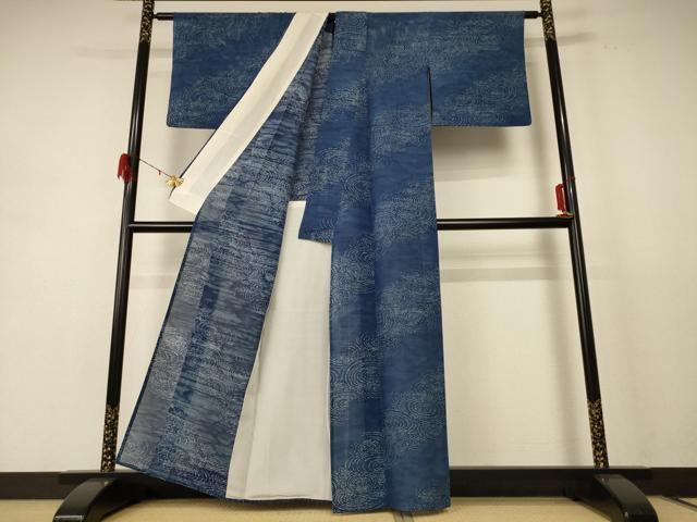 平和屋着物*夏物 小紋 絽 流水文 正絹 逸品 AABE4327jd