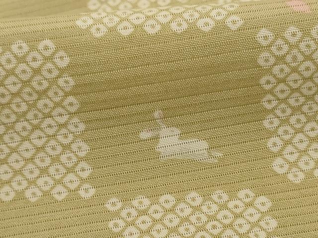 平和屋着物*夏物 小紋 絽 市松文様 兎 正絹 逸品 AABE4340jd