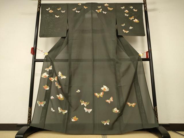 平和屋着物*夏物 訪問着 絽 舞蝶文 金彩 正絹 逸品 AABE4355jd