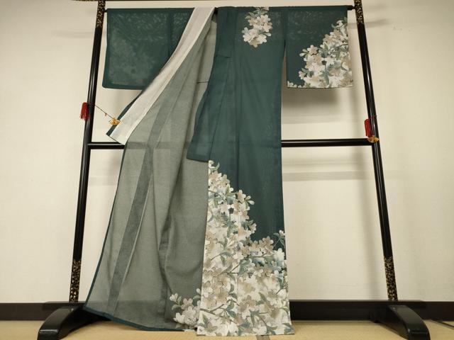 平和屋着物*夏物 訪問着 絽 桜 洗える着物 AABE4390jd
