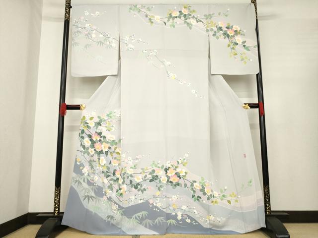 平和屋着物●訪問着 友禅 作家物 枝花文 正絹 逸品 AABE4435ck