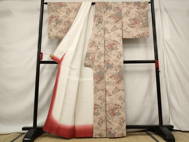 平和屋着物■上質な小紋 風景花文 正絹 逸品 AABE4540st